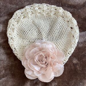 Custom Crocheted floral toddler girl beanie